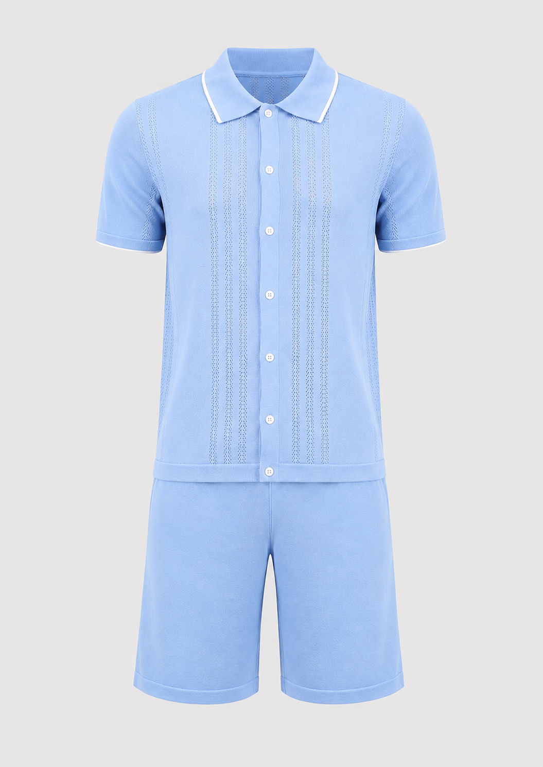 Men's Knit Two-Piece Set | Textured Knit Shirt & Trousers | Relaxed Fit | Steven & Levon
