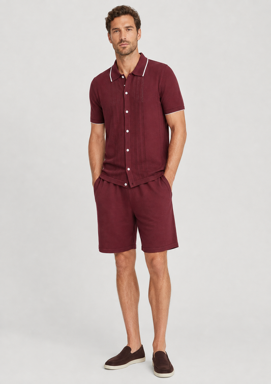 Men's Knit Two-Piece Summer Set | Men's Co-Ord | Textured Outfit | Steven & Levon