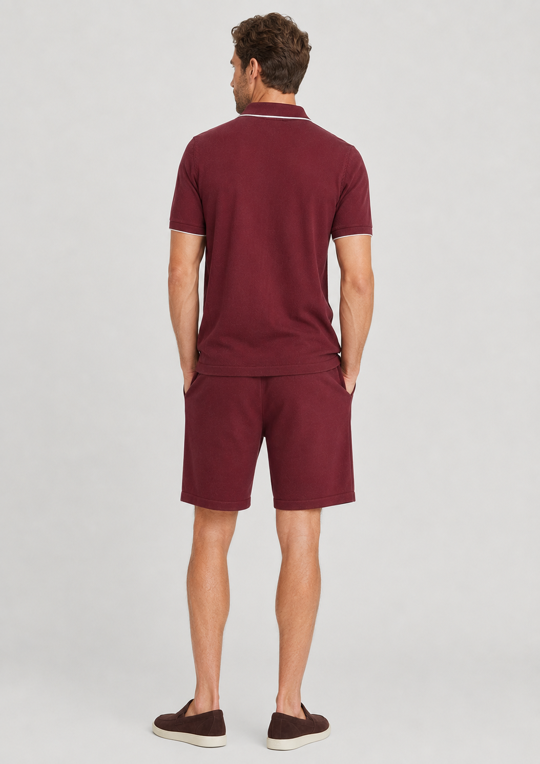 Men's Knit Two-Piece Set | Textured Knit Shirt & Trousers | Relaxed Fit | Steven & Levon