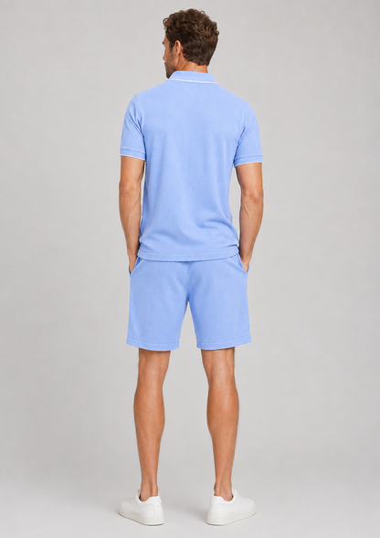 Men's Knit Two-Piece Set | Textured Knit Shirt & Trousers | Relaxed Fit | Steven & Levon