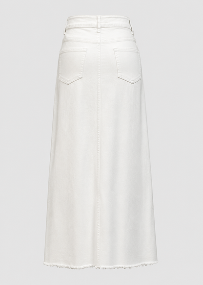 Women's High Waist Denim Maxi Skirt | Women | Straight Fit | Raw Hem | 4-Pocket Long Skirt | Steven & Levon