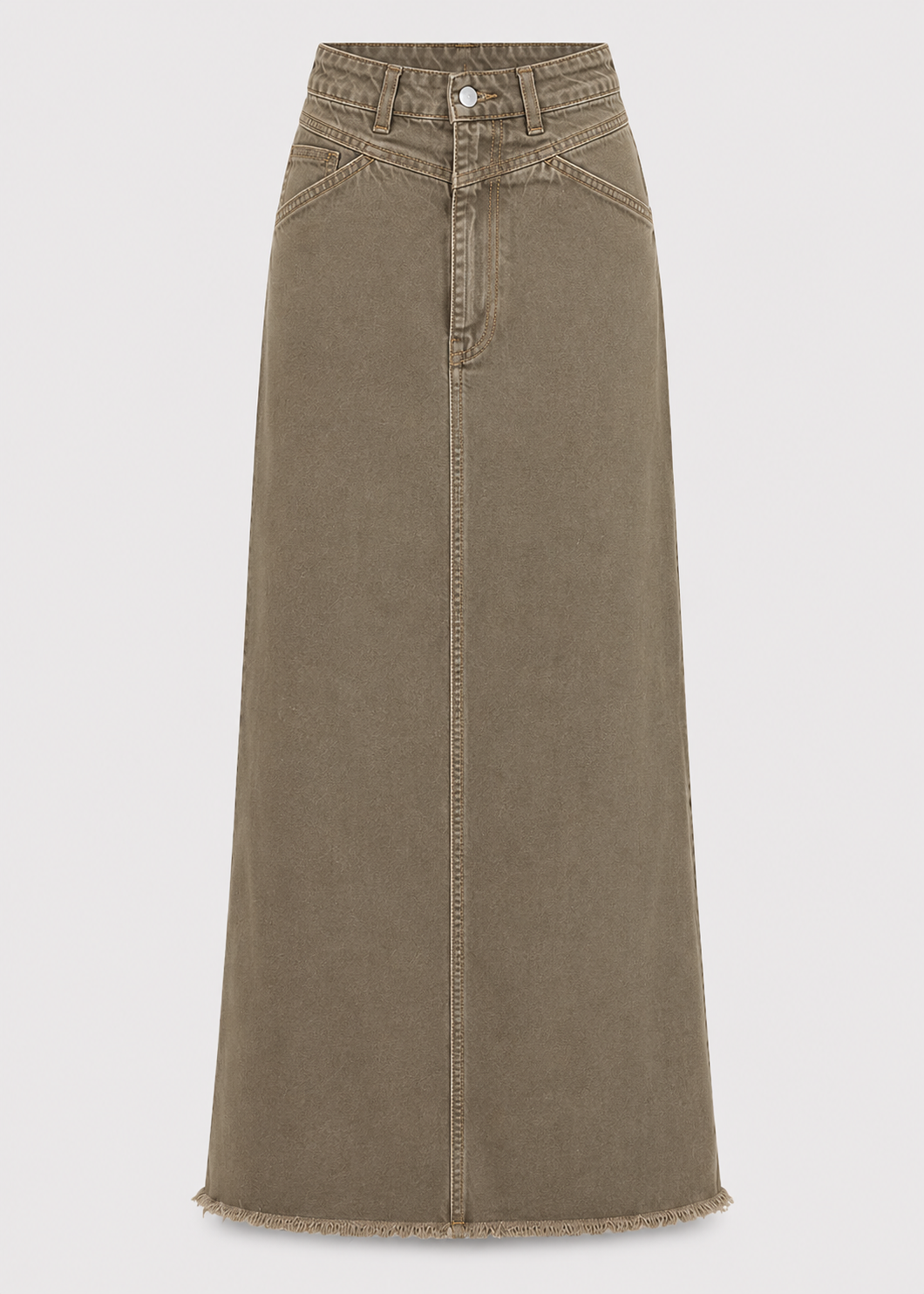 Women's High Waist Denim Maxi Skirt | Women | Straight Fit | Raw Hem | 4-Pocket Long Skirt | Steven & Levon