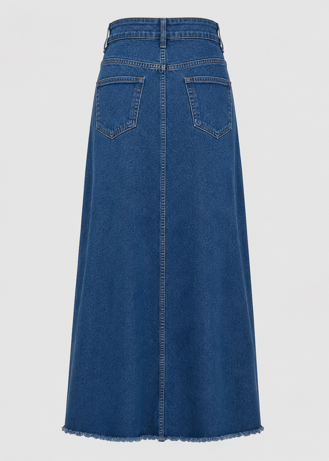 Women's High Waist Denim Maxi Skirt | Women | Straight Fit | Raw Hem | 4-Pocket Long Skirt | Steven & Levon