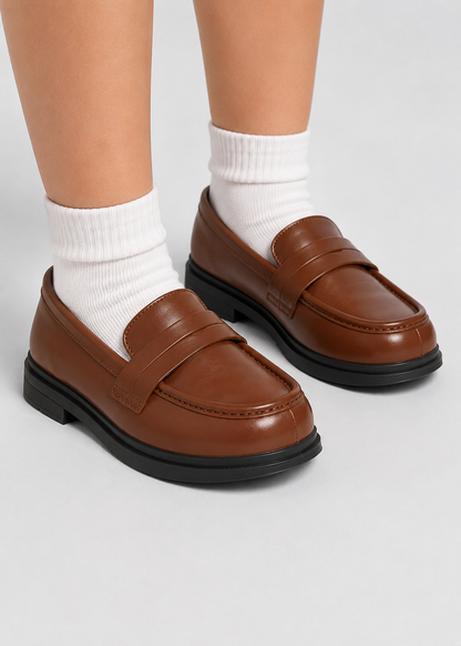 Kids Loafers | Round Toe School Shoes | PU-Leather | Smart Casual Penny Loafers | Steven & Levon