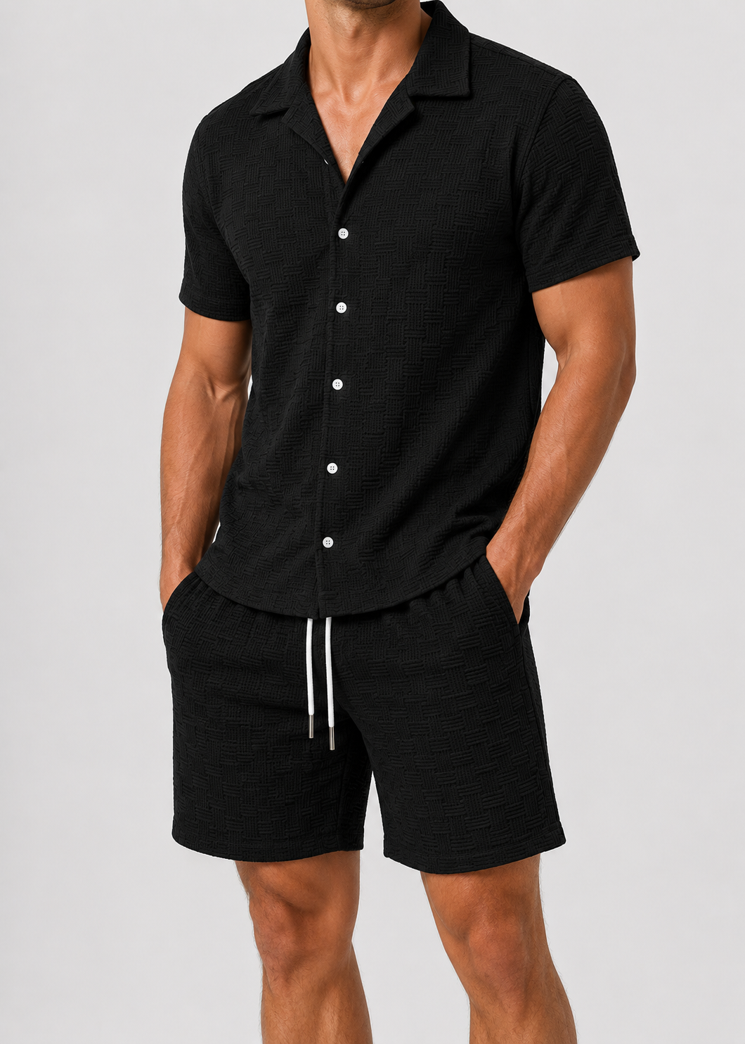 Men's Short Sleeve Shirt and Shorts Set | Co-Ord Set | Men | Polyester | Steven & Levon