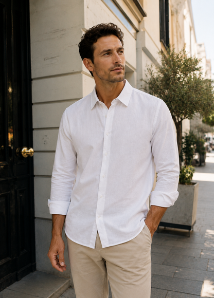 Men's Casual Linen Shirt | Men | Breathable Linen Blend | Button Up | Steven & Levon