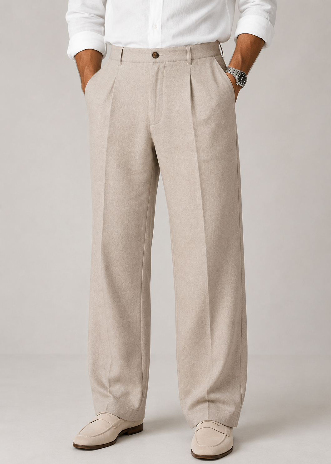 Men's Wide Leg Trousers |  Relaxed Fit Cotton Blend Pants | Smart Casual Streetwear | Steven & Levon