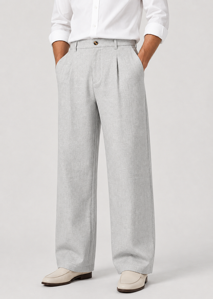 Men's Wide Leg Trousers |  Relaxed Fit Cotton Blend Pants | Smart Casual Streetwear | Steven & Levon
