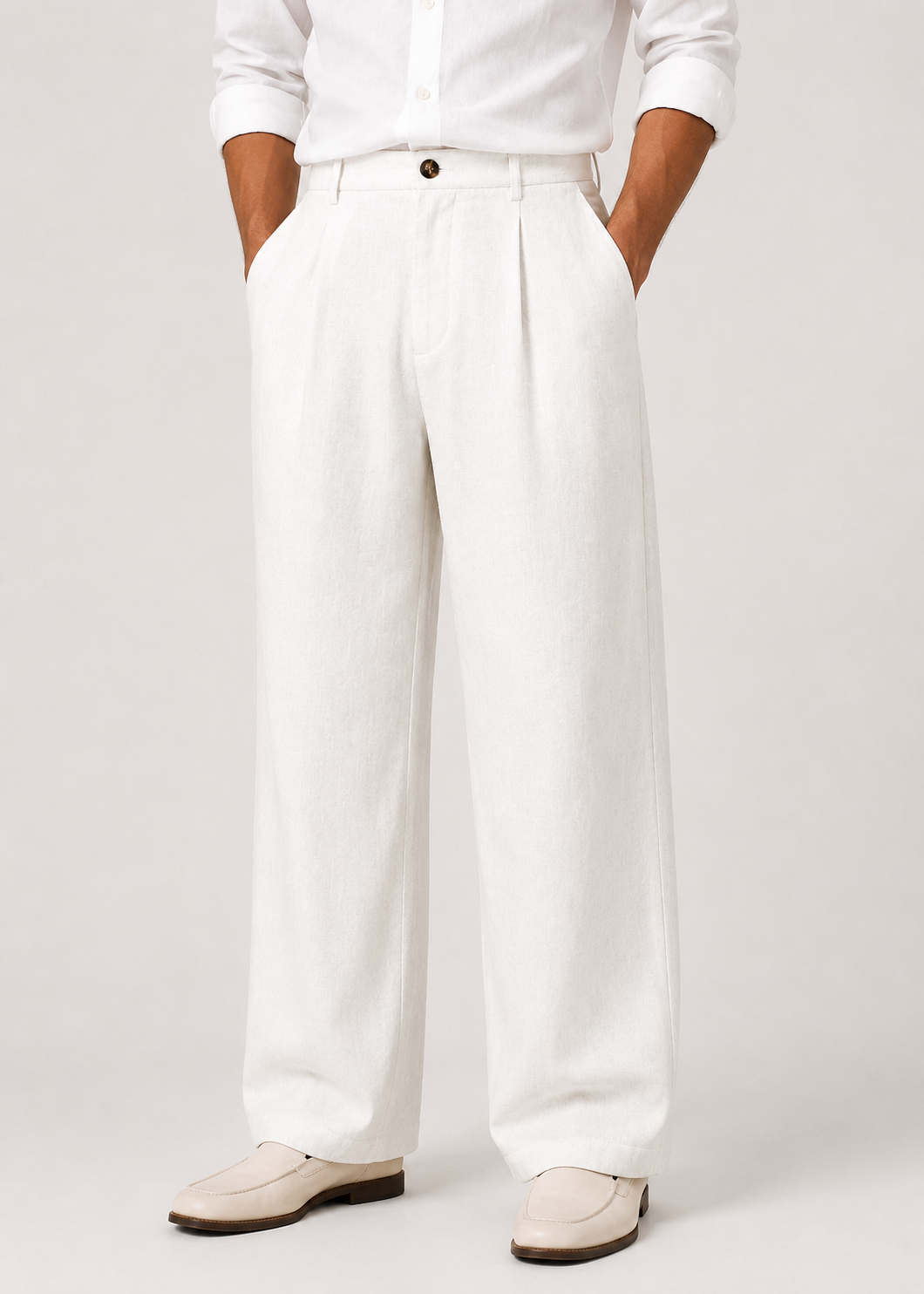 Men's Wide Leg Trousers |  Relaxed Fit Cotton Blend Pants | Smart Casual Streetwear | Steven & Levon