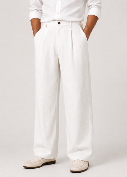 Men's Wide Leg Trousers |  Relaxed Fit Cotton Blend Pants | Smart Casual Streetwear | Steven & Levon