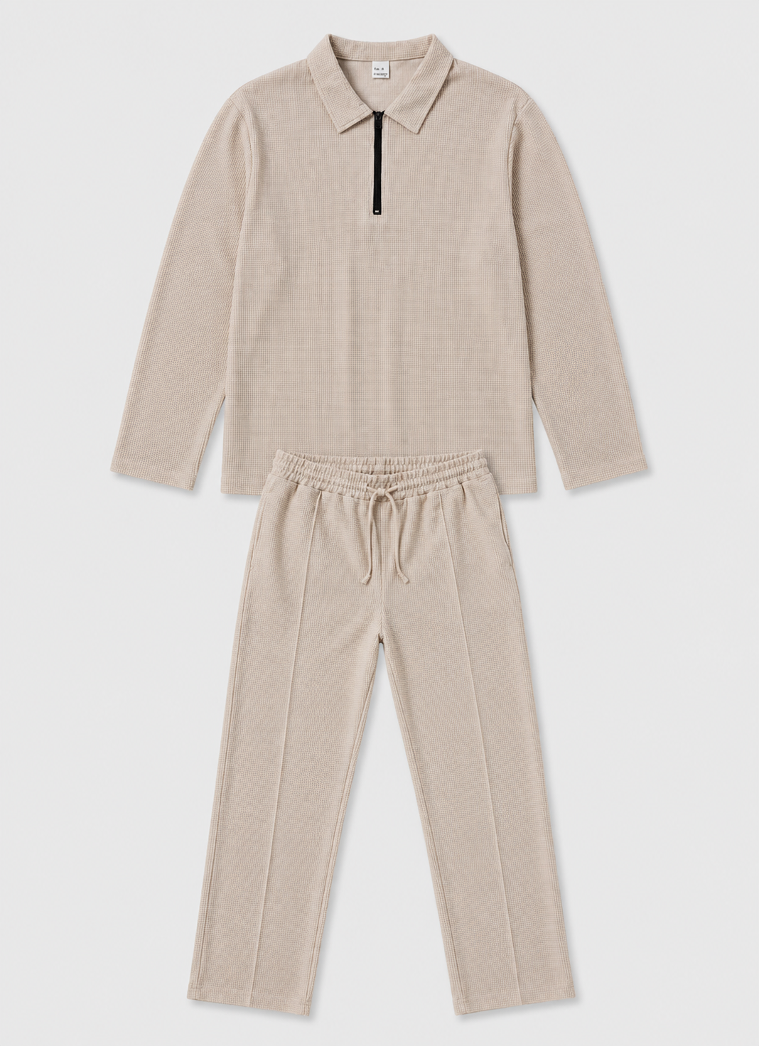 Men’s Zippered Lounge Set | Men | Waffle Fabric | Polyester | 2-Piece Casual Tracksuit | Steven & Levon