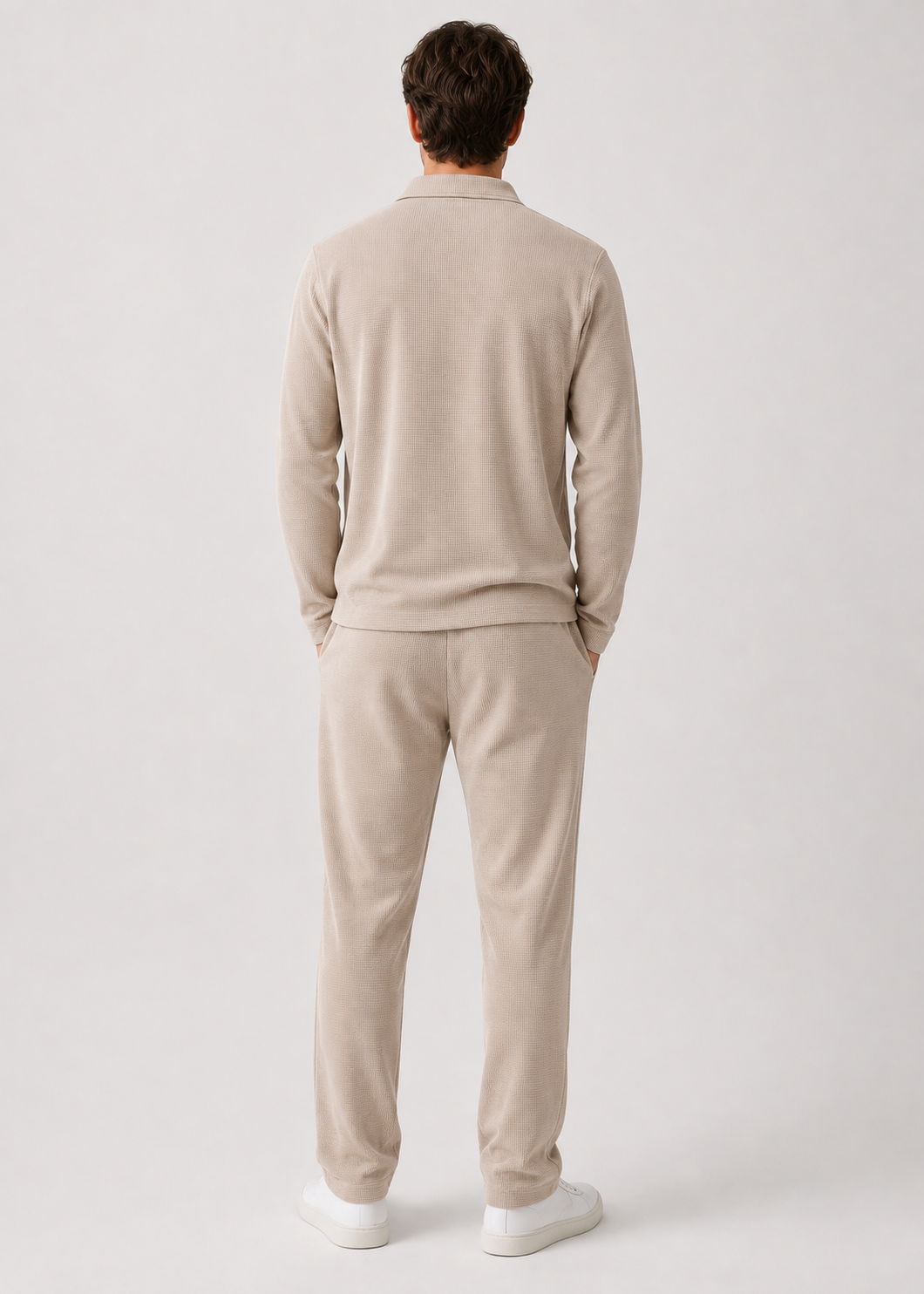 Men’s Zippered Lounge Set | Men | Waffle Fabric | Polyester | 2-Piece Casual Tracksuit | Steven & Levon