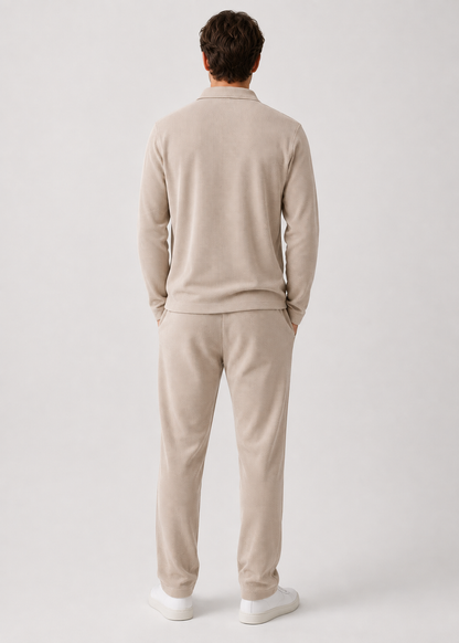 Men’s Zippered Lounge Set | Men | Waffle Fabric | Polyester | 2-Piece Casual Tracksuit | Steven & Levon