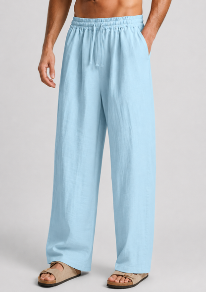 Men's Drawstring Trousers | Polyester | Lightweight Relaxed Fit Pants | Steven & Levon
