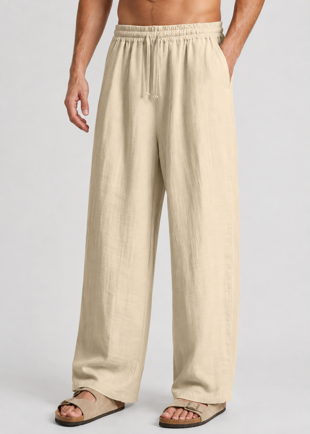Men's Drawstring Trousers | Polyester | Lightweight Relaxed Fit Pants | Steven & Levon