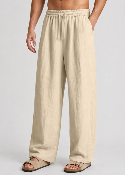 Men's Drawstring Trousers | Polyester | Lightweight Relaxed Fit Pants | Steven & Levon
