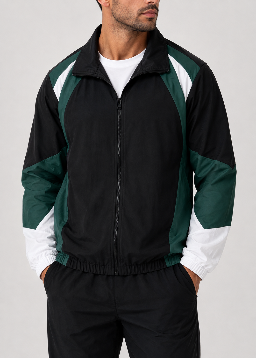 Colorbrix - Colour-Blocked Zip-Up Casual Jacket  Casual Everyday Wear