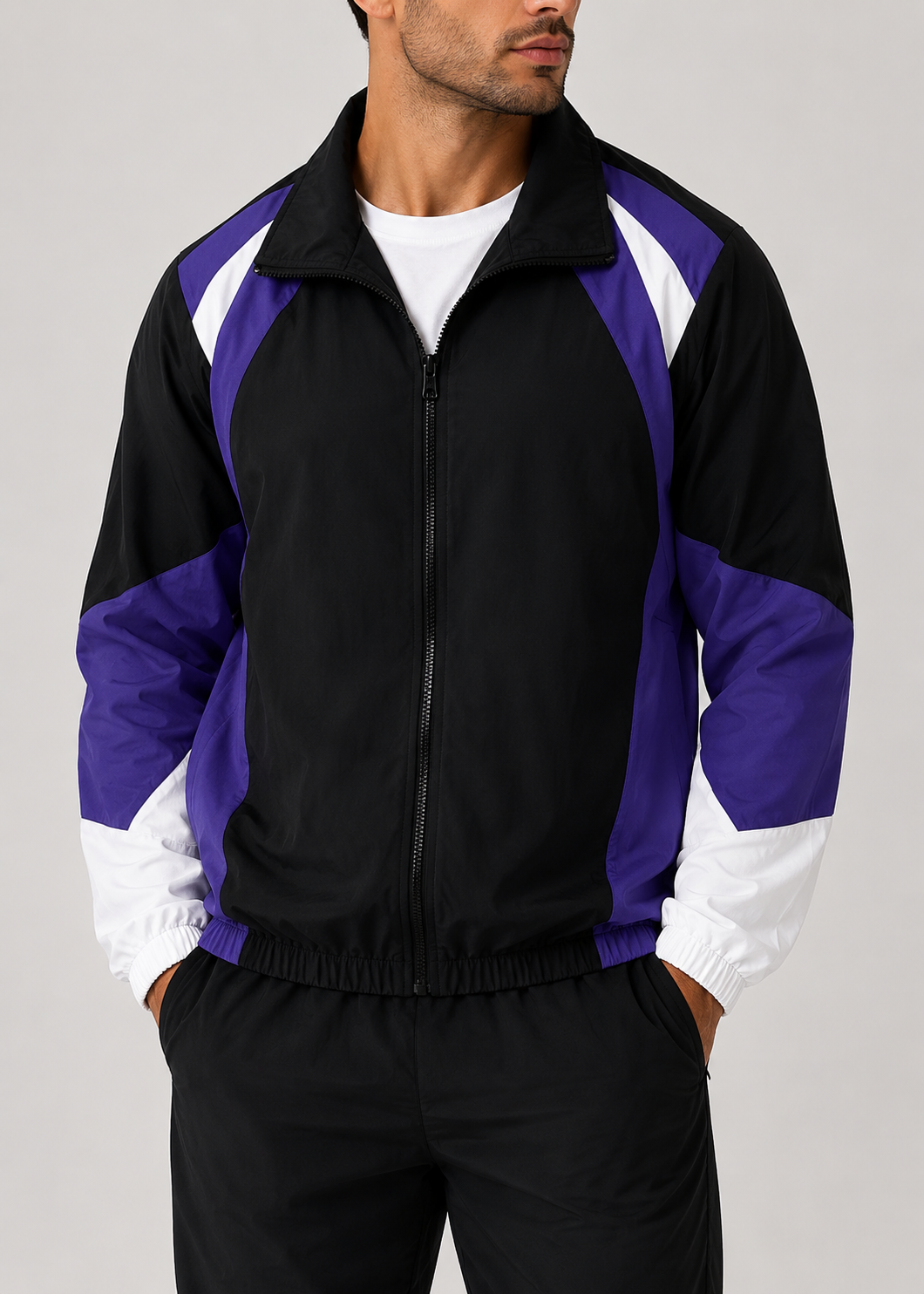 Colorbrix - Colour-Blocked Zip-Up Casual Jacket  Casual Everyday Wear
