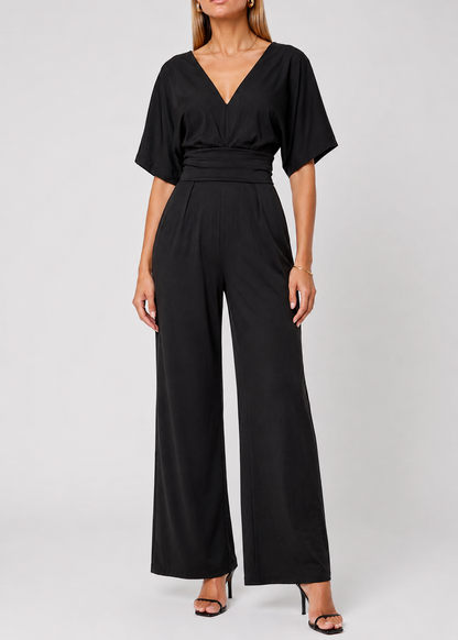 Women's Jumpsuit | Wide Leg V-Neck Jumpsuit | Lightweight Fit | Steven & Levon