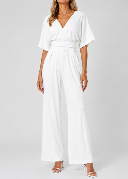 Women's Jumpsuit | Wide Leg V-Neck Jumpsuit | Lightweight Fit | Steven & Levon