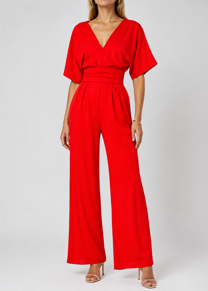 Women's Jumpsuit | Wide Leg V-Neck Jumpsuit | Lightweight Fit | Steven & Levon