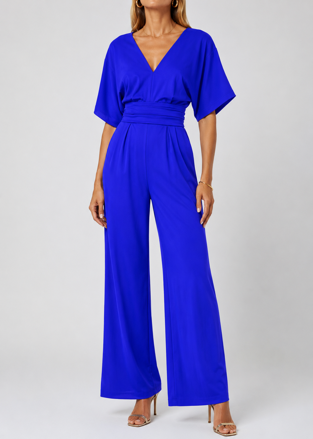 Women's Jumpsuit | Wide Leg V-Neck Jumpsuit | Lightweight Fit | Steven & Levon