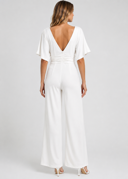 Women's Jumpsuit | Wide Leg V-Neck Jumpsuit | Lightweight Fit | Steven & Levon