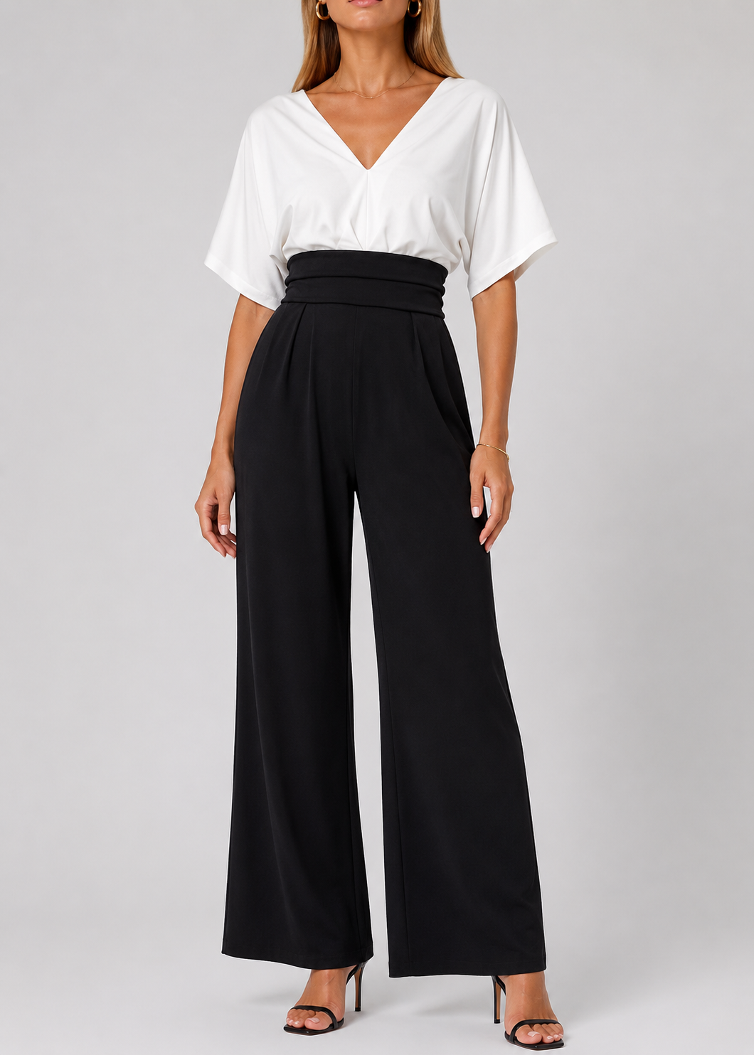 Women's Jumpsuit | Wide Leg V-Neck Jumpsuit | Lightweight Fit | Steven & Levon