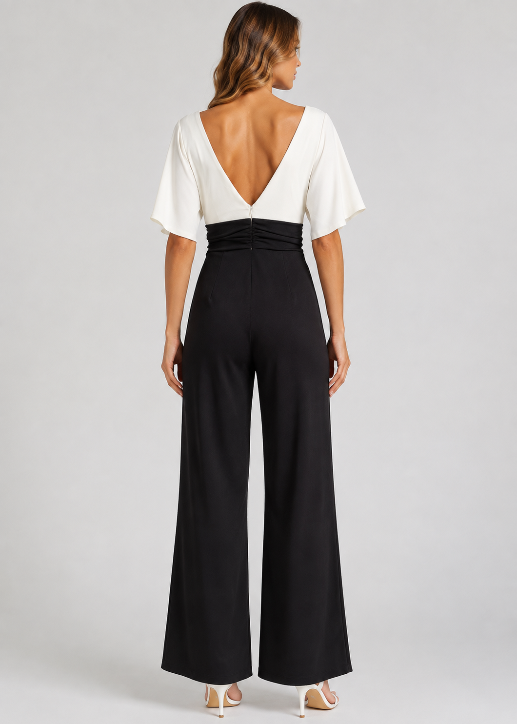 Women's Jumpsuit | Wide Leg V-Neck Jumpsuit | Lightweight Fit | Steven & Levon