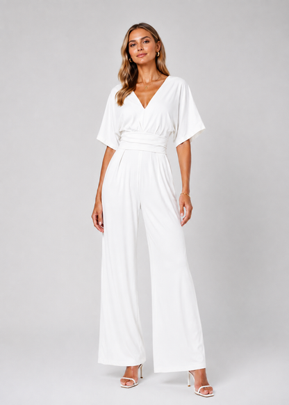 Women's Jumpsuit | Wide Leg V-Neck Jumpsuit | Lightweight Fit | Steven & Levon
