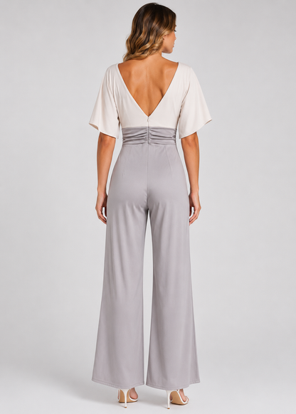 Women's Jumpsuit | Wide Leg V-Neck Jumpsuit | Lightweight Fit | Steven & Levon