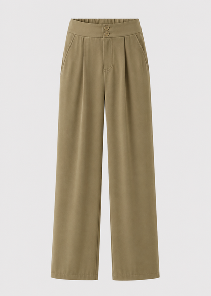 Wide Leg Trousers | Women | Polyester | High Waisted | Lightweight Breathable Pants | Steven & Levon