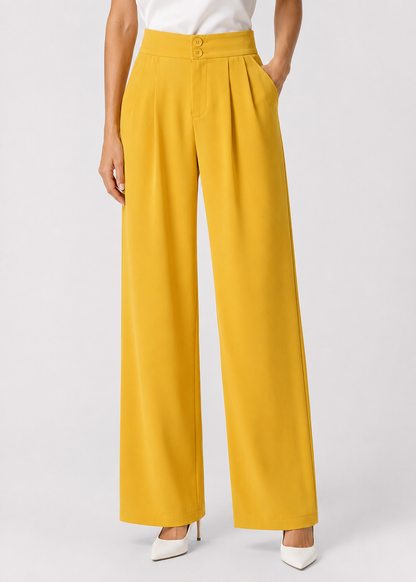 Wide Leg Trousers | Women | Polyester | High Waisted | Lightweight Breathable Pants | Steven & Levon