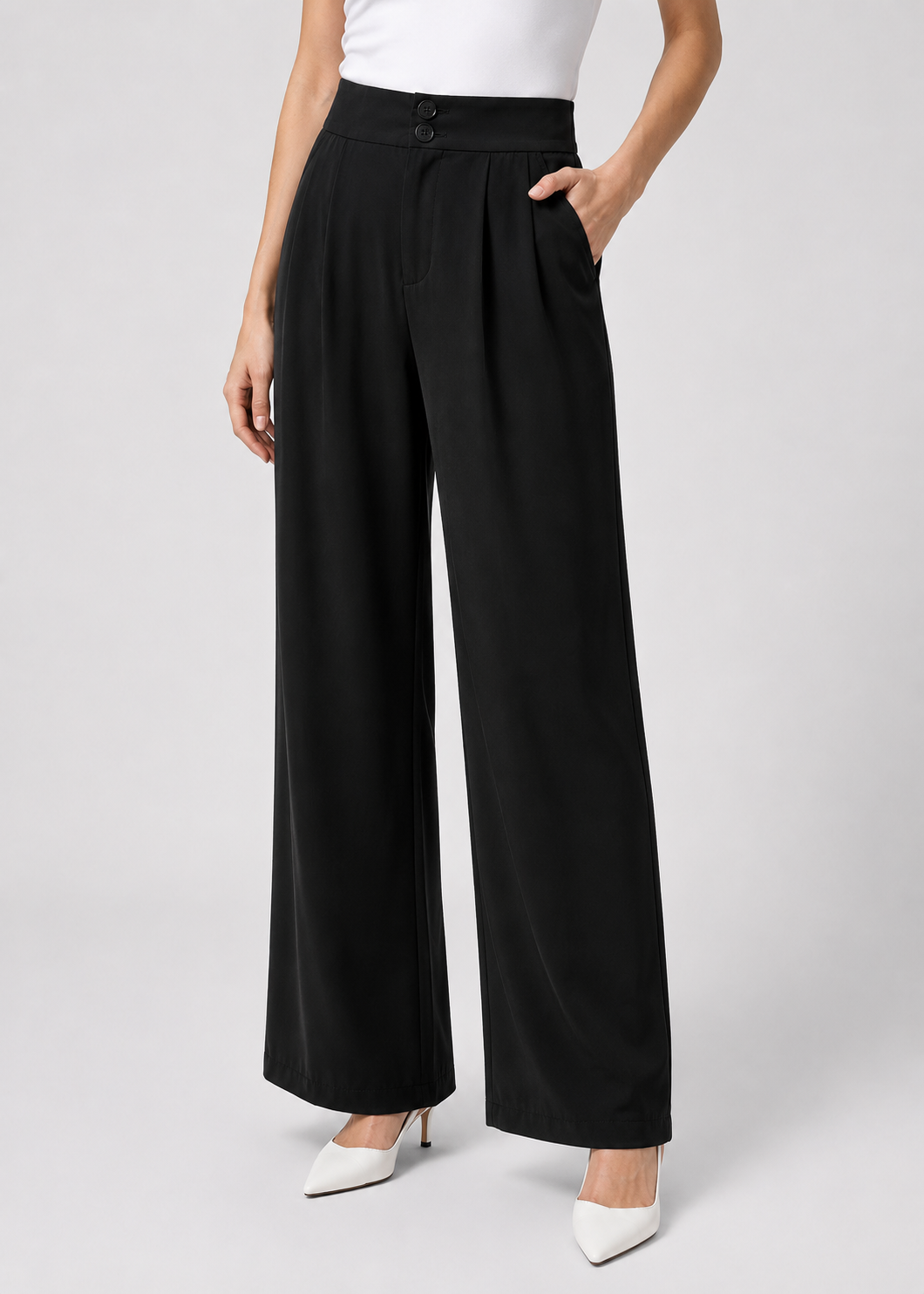 Wide Leg Trousers | Women | Polyester | High Waisted | Lightweight Breathable Pants | Steven & Levon