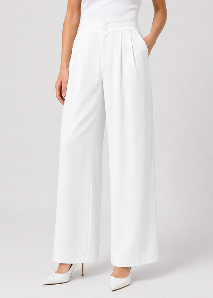Wide Leg Trousers | Women | Polyester | High Waisted | Lightweight Breathable Pants | Steven & Levon