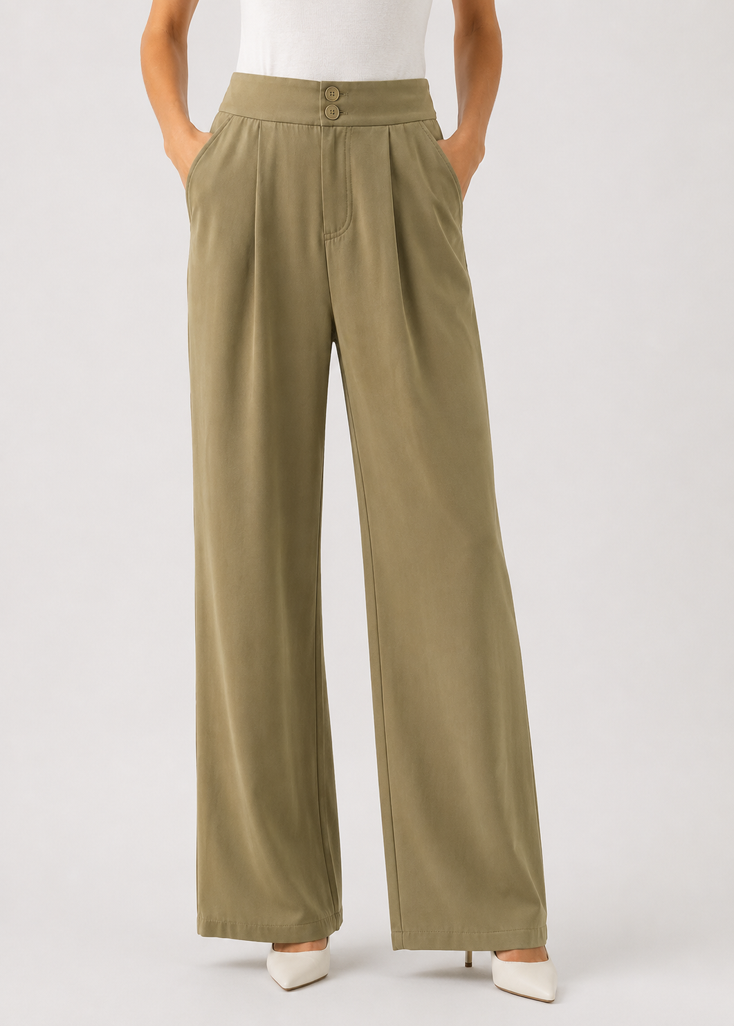 Wide Leg Trousers | Women | Polyester | High Waisted | Lightweight Breathable Pants | Steven & Levon