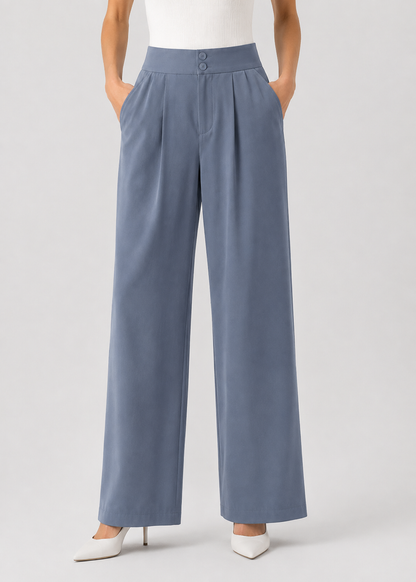 Wide Leg Trousers | Women | Polyester | High Waisted | Lightweight Breathable Pants | Steven & Levon