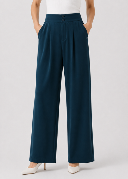 Wide Leg Trousers | Women | Polyester | High Waisted | Lightweight Breathable Pants | Steven & Levon
