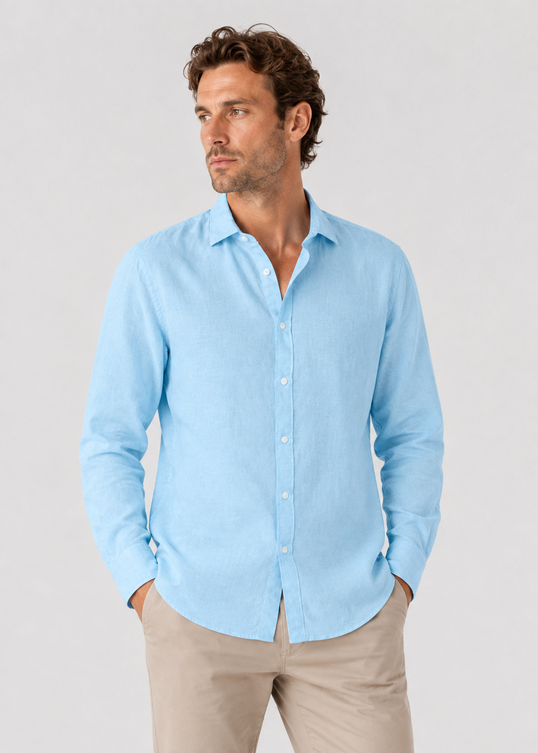 Men's Airy Long Sleeve Shirt | Men | Polyester Blend | Breathable Relaxed Fit Casual Summer Top | Steven & Levon