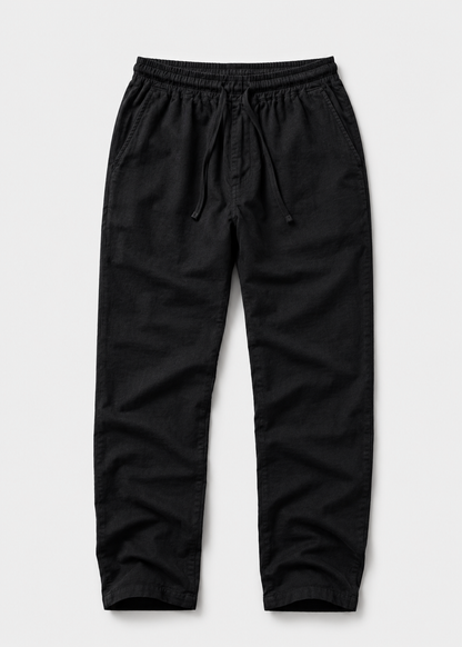 Men's Cotton-Polyester Blend Trousers | Elasticated Waist & Drawstring | Lightweight Casual Pants | Steven & Levon