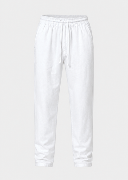 Men's Cotton-Polyester Blend Trousers | Elasticated Waist & Drawstring | Lightweight Casual Pants | Steven & Levon