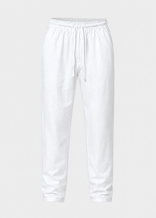 Men's Cotton-Polyester Blend Trousers | Elasticated Waist & Drawstring | Lightweight Casual Pants | Steven & Levon