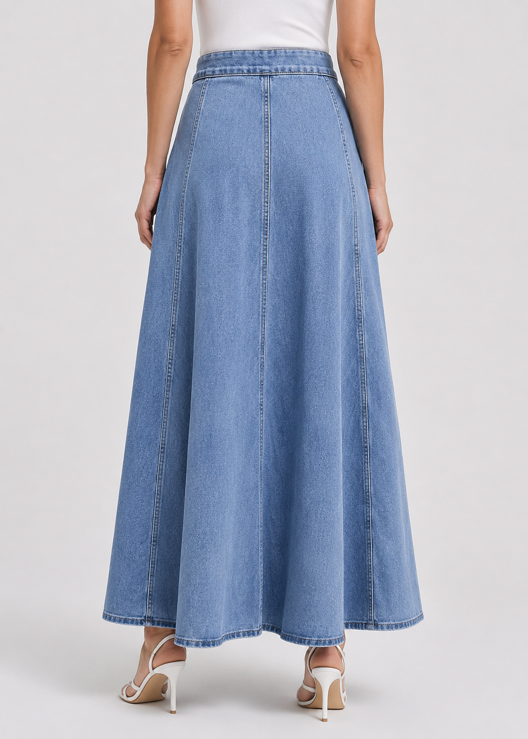 Women's Denim A-Line Skirt | Women | High Waist | Button Closure | Casual Everyday Midi Skirt | Steven & Levon