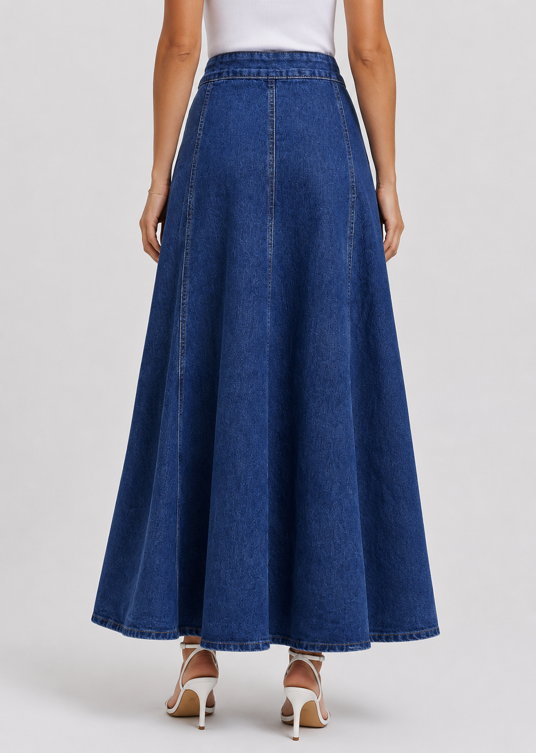 Women's Denim A-Line Skirt | Women | High Waist | Button Closure | Casual Everyday Midi Skirt | Steven & Levon