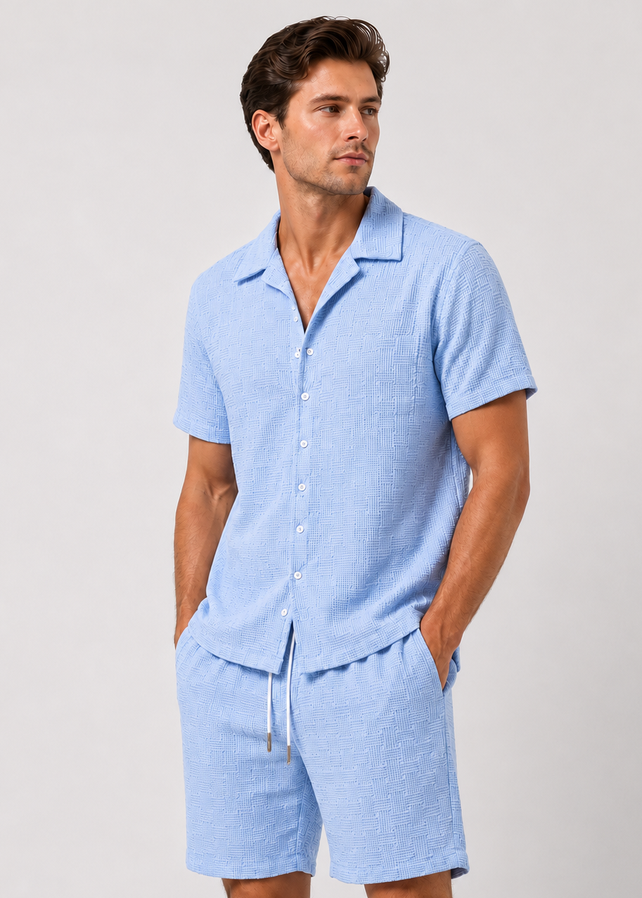Men's Short Sleeve Shirt and Shorts Set | Co-Ord Set | Men | Polyester | Steven & Levon
