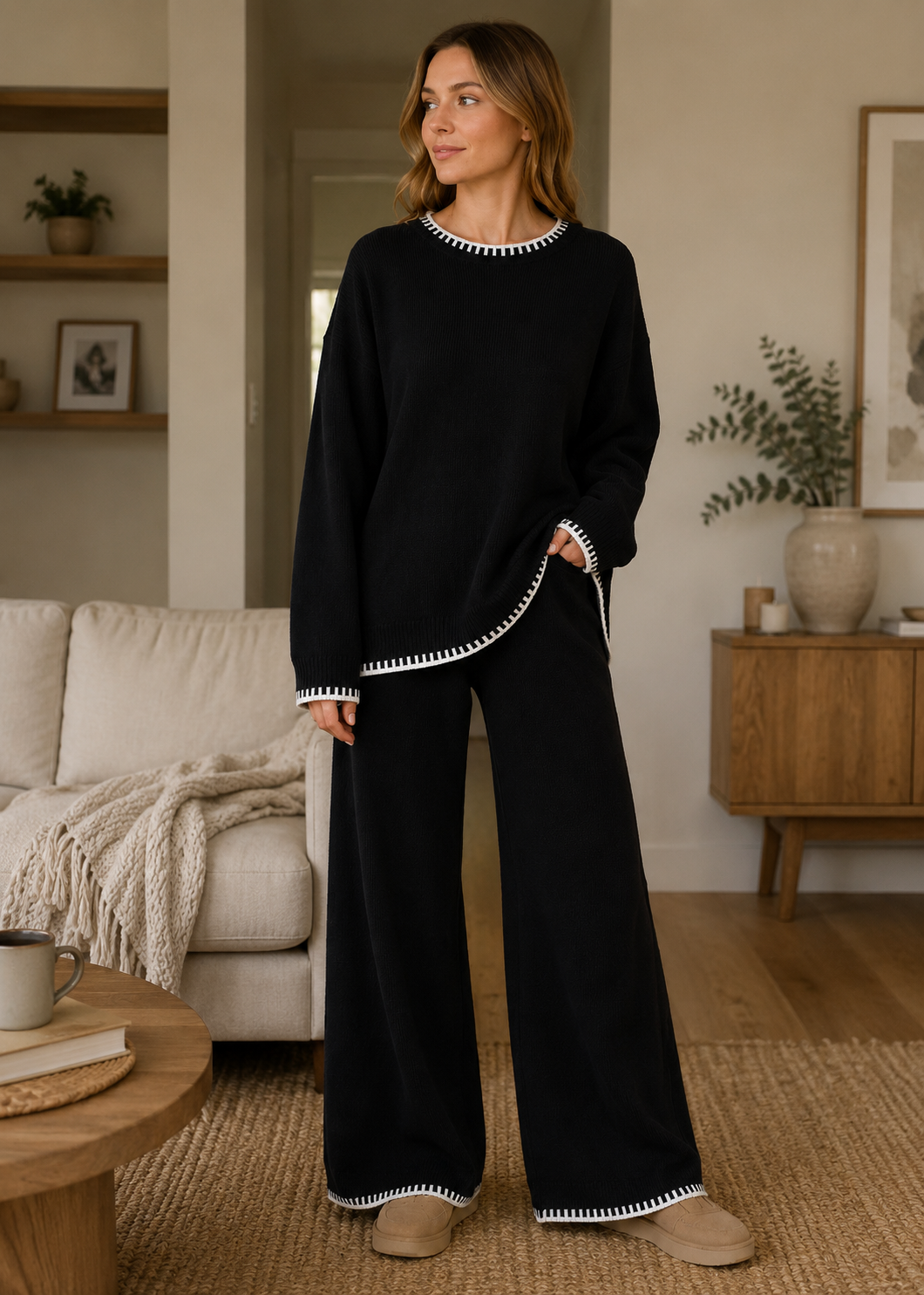 Women’s Soft Knitted Lounge Set | Women | Knitted Two Piece Co-Ord | Soft Comfortable Loungewear | Steven & Levon
