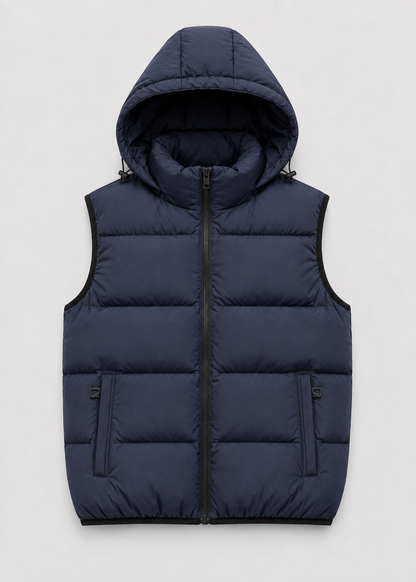 Men's Padded Hooded Bodywarmer | Quilted Gilet | Lightweight | Warm Insulated | Steven & Levon