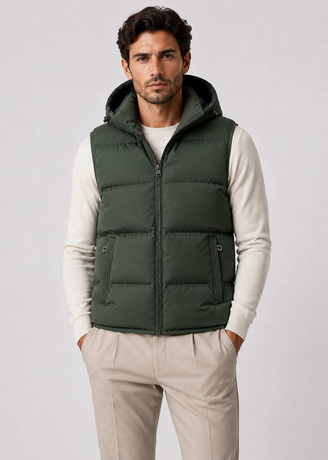 Men's Padded Hooded Bodywarmer | Quilted Gilet | Lightweight | Warm Insulated | Steven & Levon