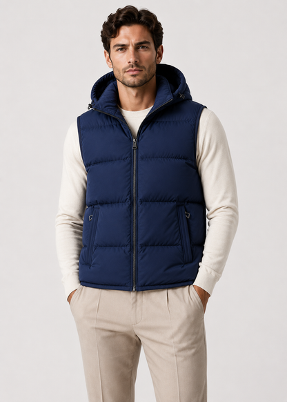 Men's Padded Hooded Bodywarmer | Quilted Gilet | Lightweight | Warm Insulated | Steven & Levon