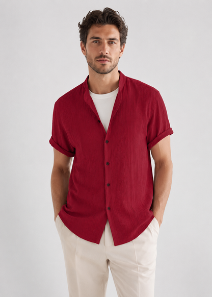 Men's Linen Short Sleeve V-Neck Shirt | Men | Breathable Lightweight | Casual Summer Beach Top | Steven & Levon